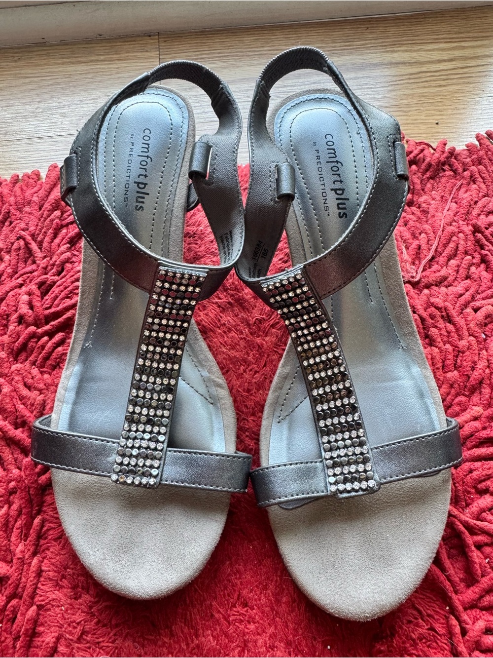 Brand new silver rhinestone wedge sandals